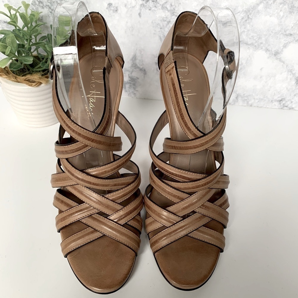 COLE Haan Nike Air Shayna tan leather high heels - Picture 2 of 6